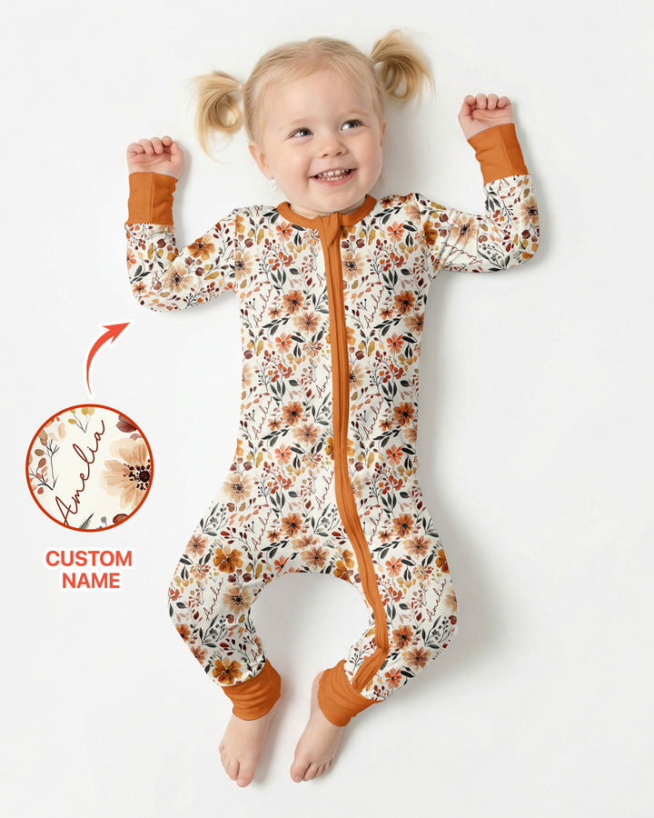 Custom Name Fall Flower Bamboo Convertible Zippy