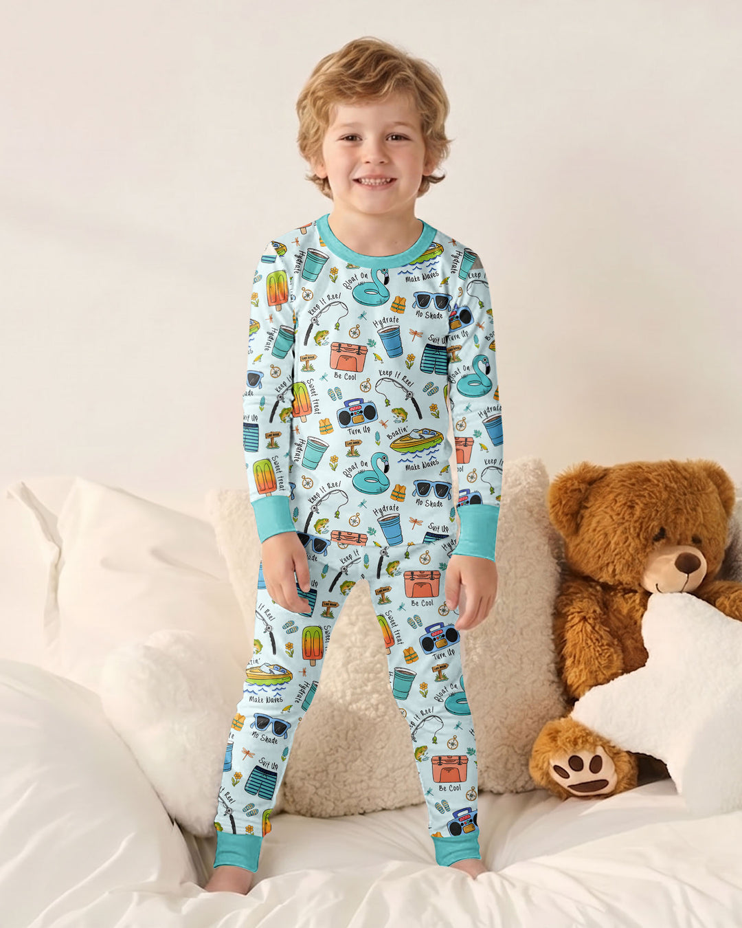 Zweiteiliges Langarm-Pyjama-Set mit Sommerfrüchten