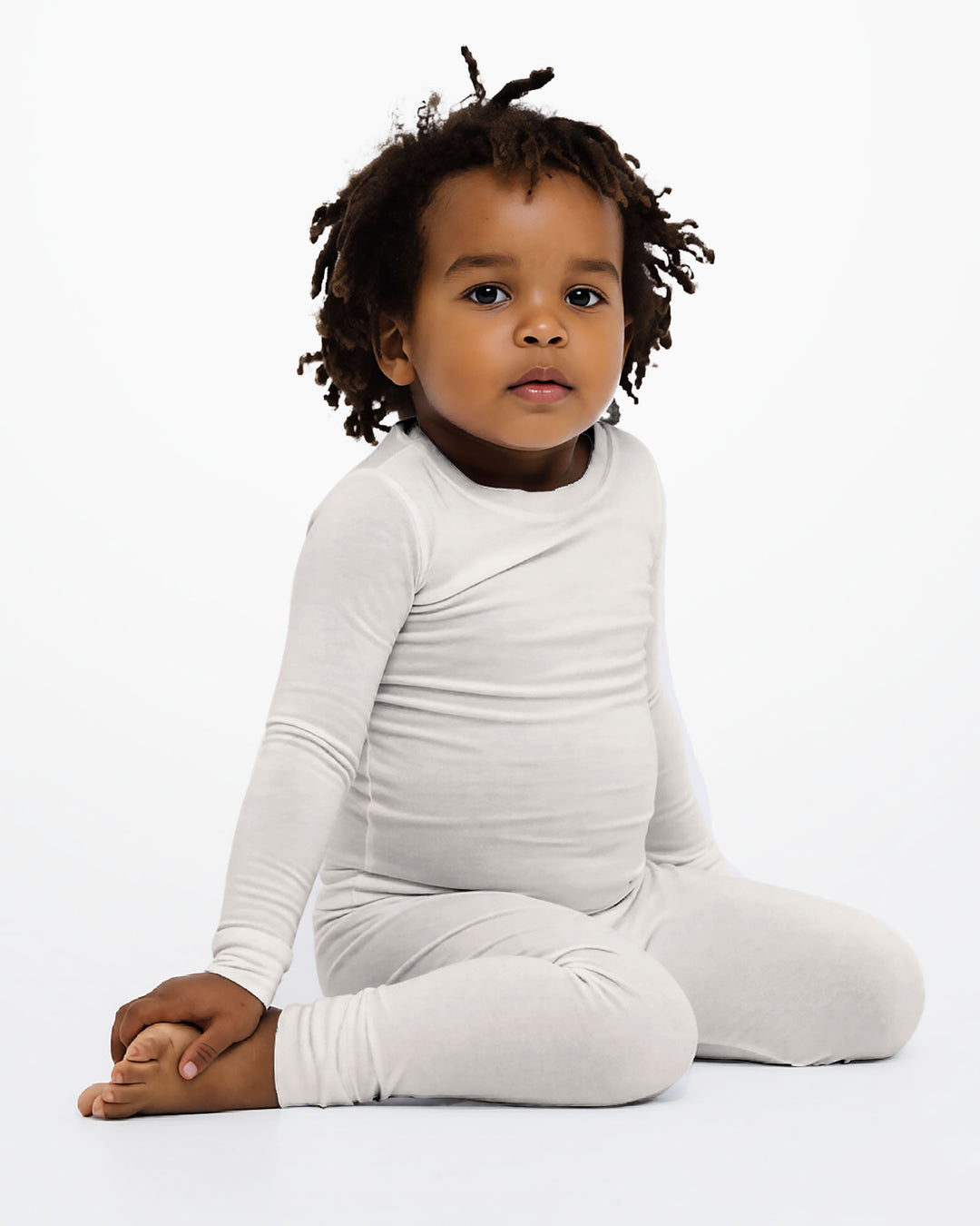 Conjunto de pijama de dos piezas de bambú en blanco antiguo