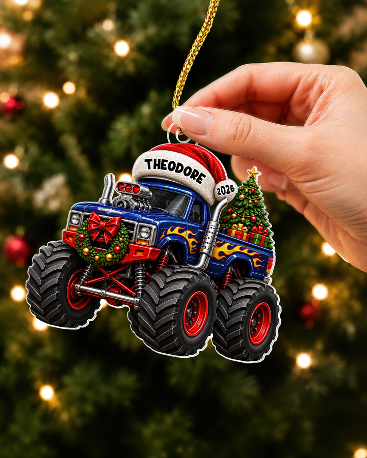 Monster Truck Christmas - Personalized Acrylic Ornament