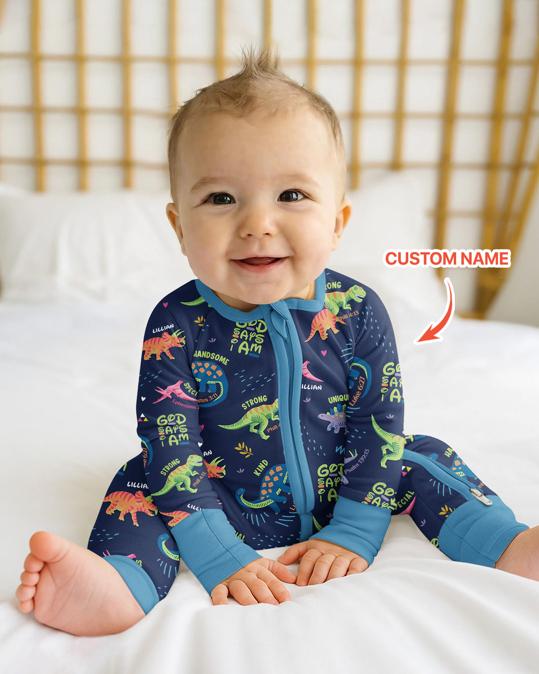 Custom Name God says I am Dinosaur Bamboo Convertible Zippy