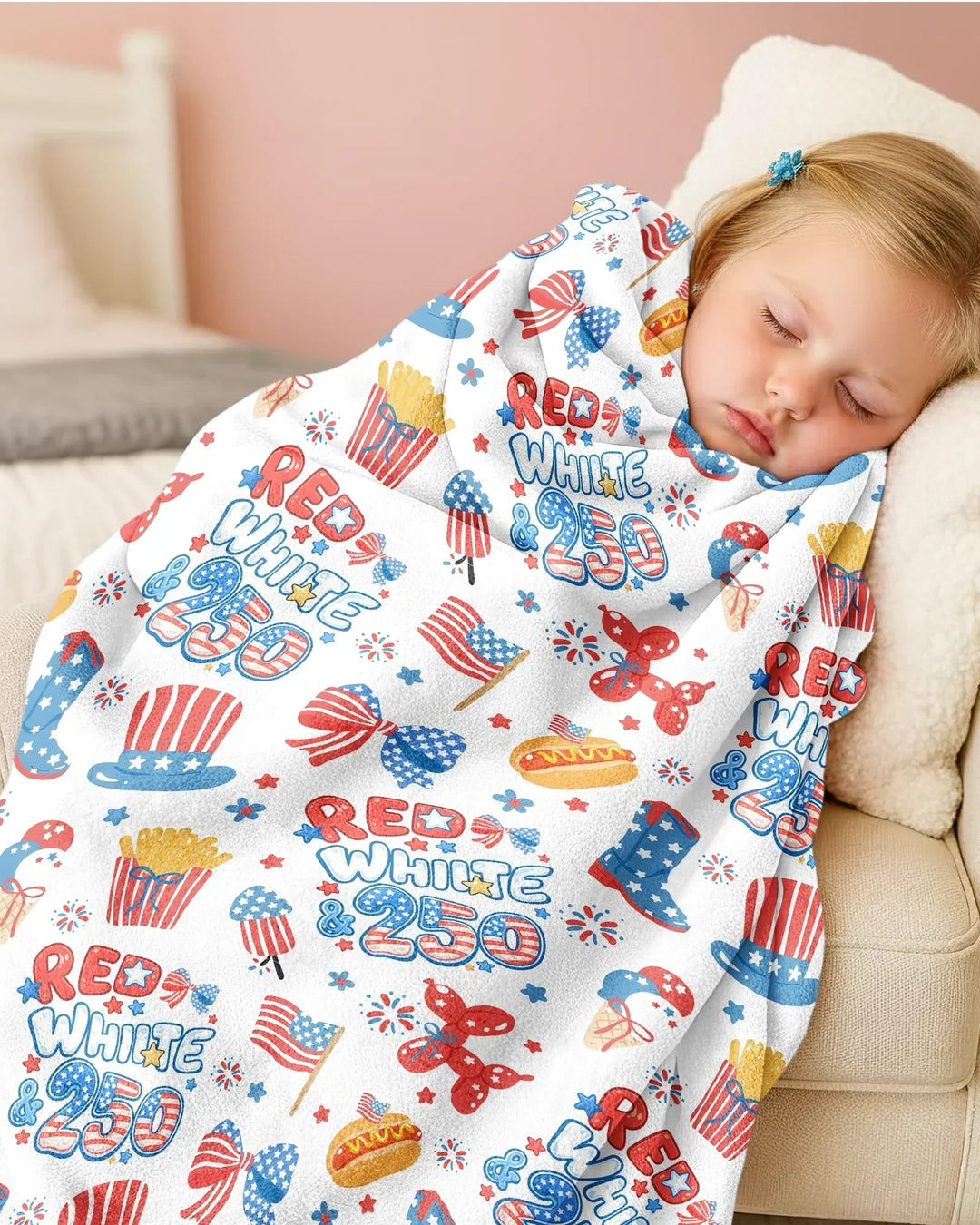 Red White & 250 Bamboo Blanket