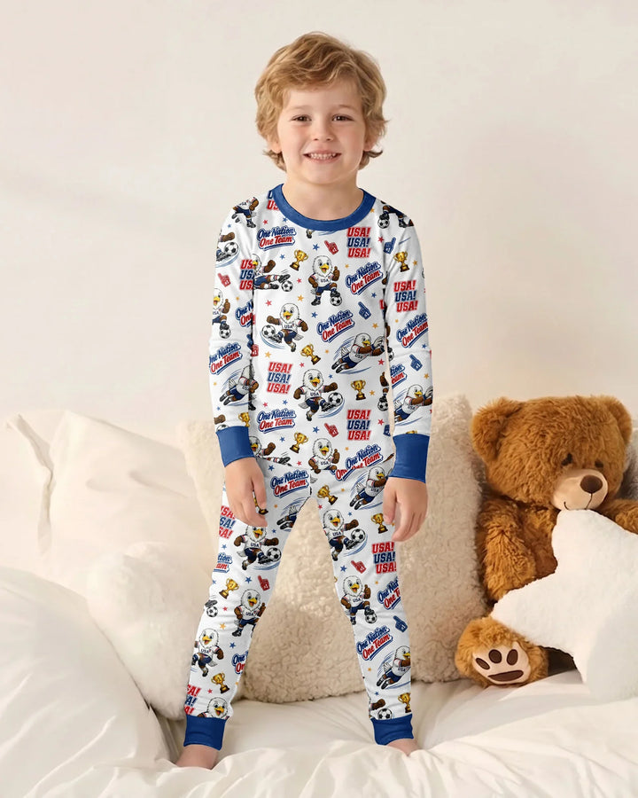 Soccer One Nation One Team Bamboo Two Piece Long Sleeve Pajama Set