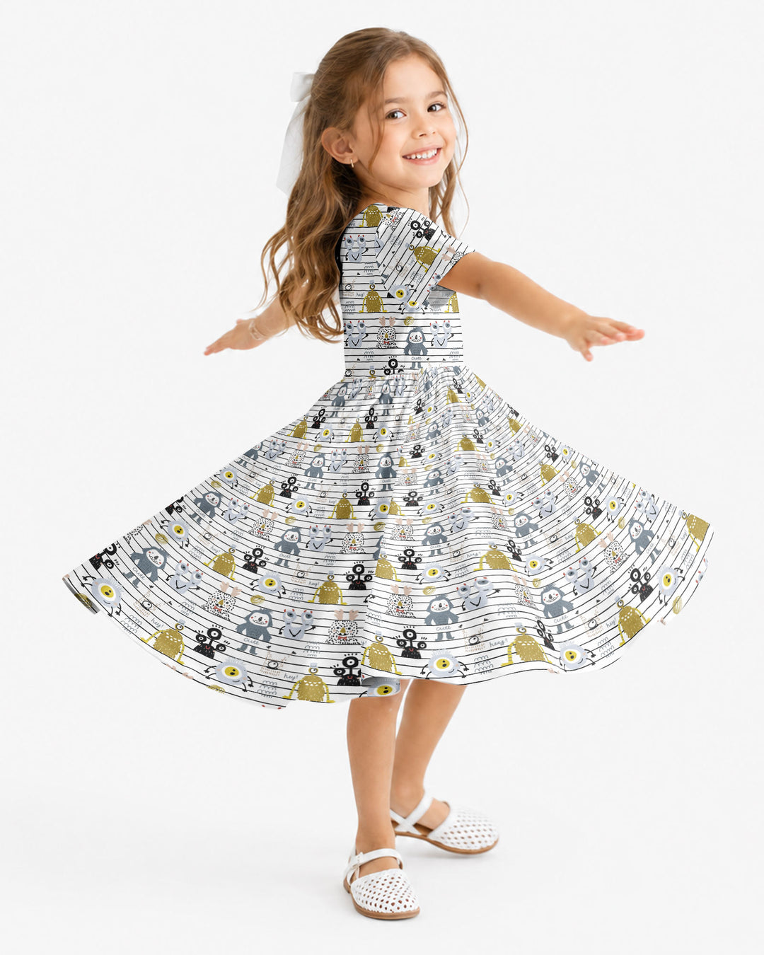 Playful Monster Friends Bamboo Twirl Dress