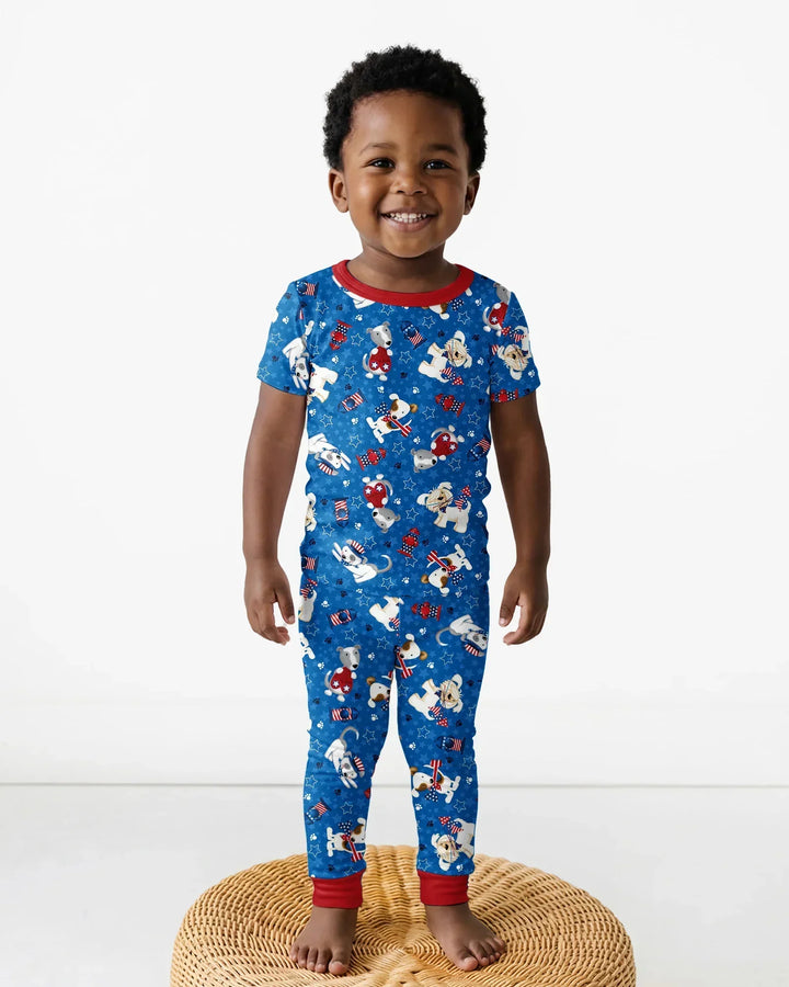 Red, White & Woof Family Matching Bamboo Two Piece Short Sleeve Pajama Set
