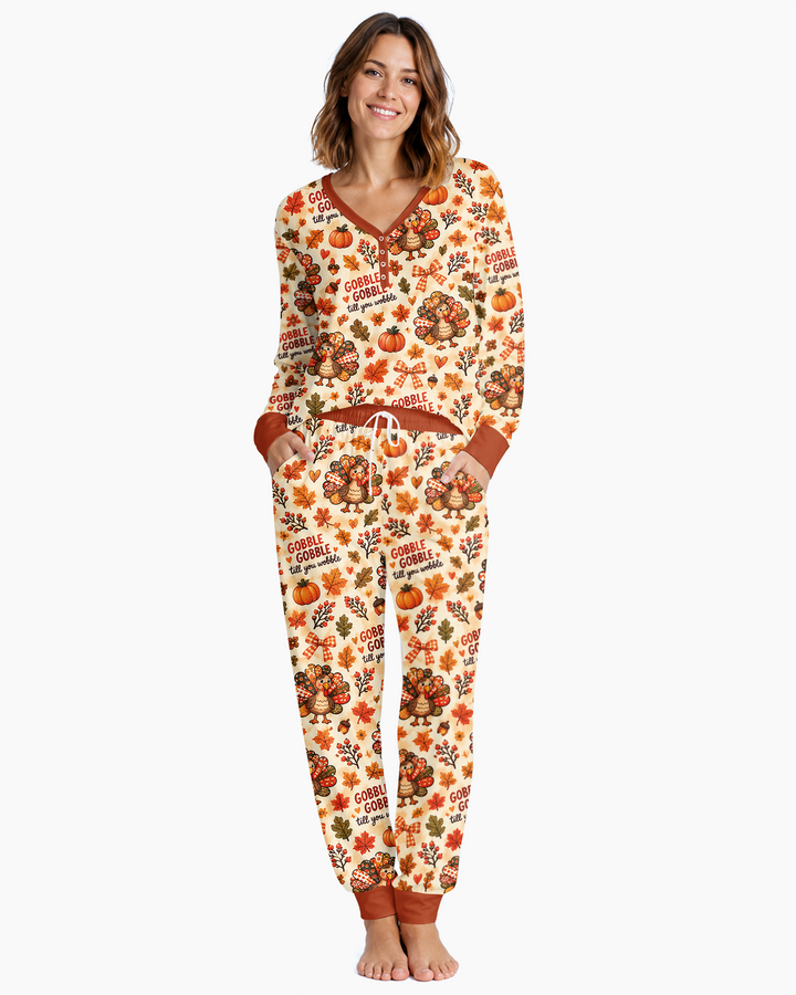 Gobble Gobble Till You Wobble Bamboo Women Pajama Set