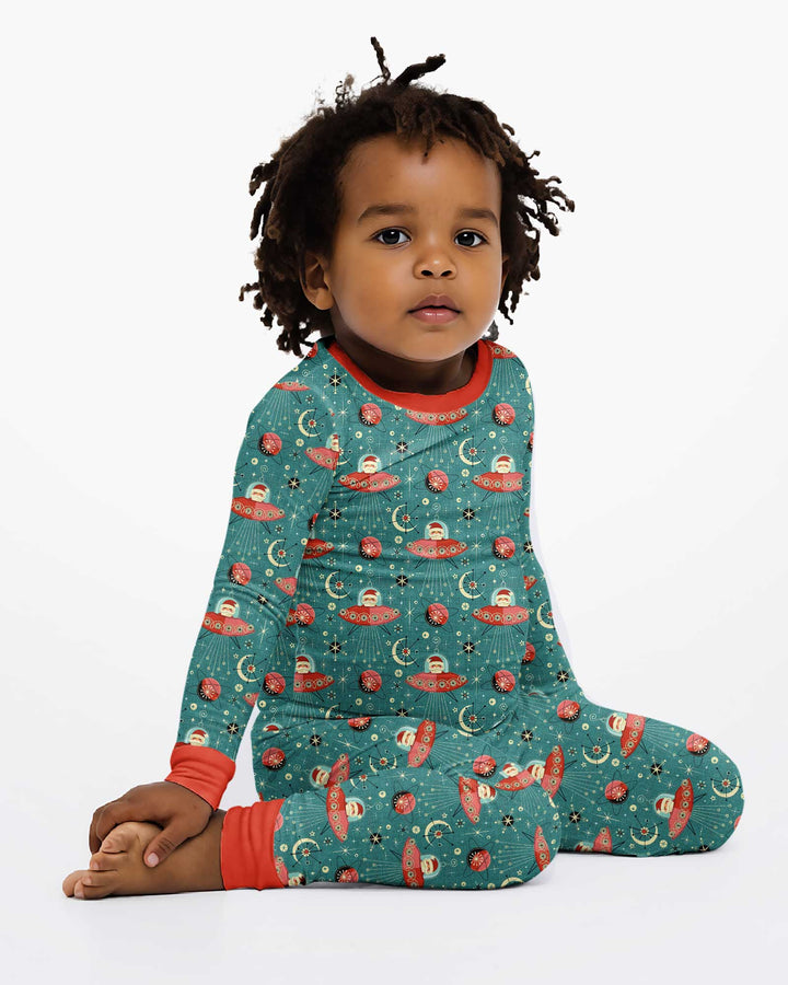 Atomic Santas in Space Bamboo Two Piece Long Sleeve Pajama Set