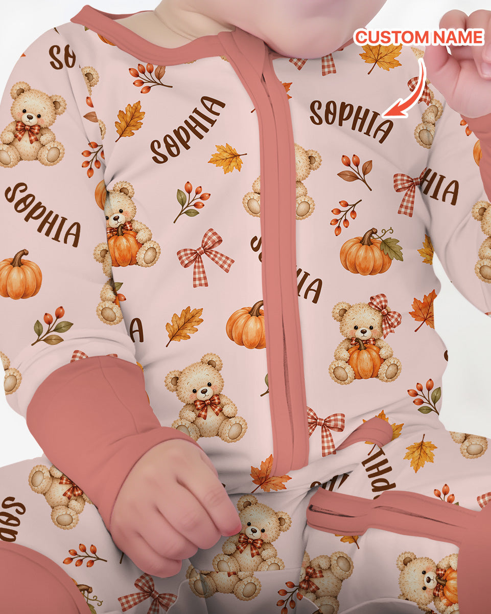 Fall Gingham Bow Teddy Bear Bamboo Convertible Zippy