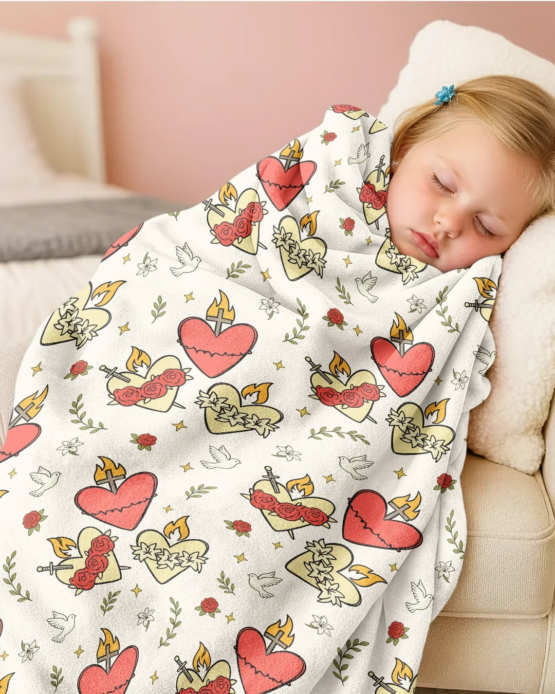 Three Sacred Hearts Bamboo Blanket