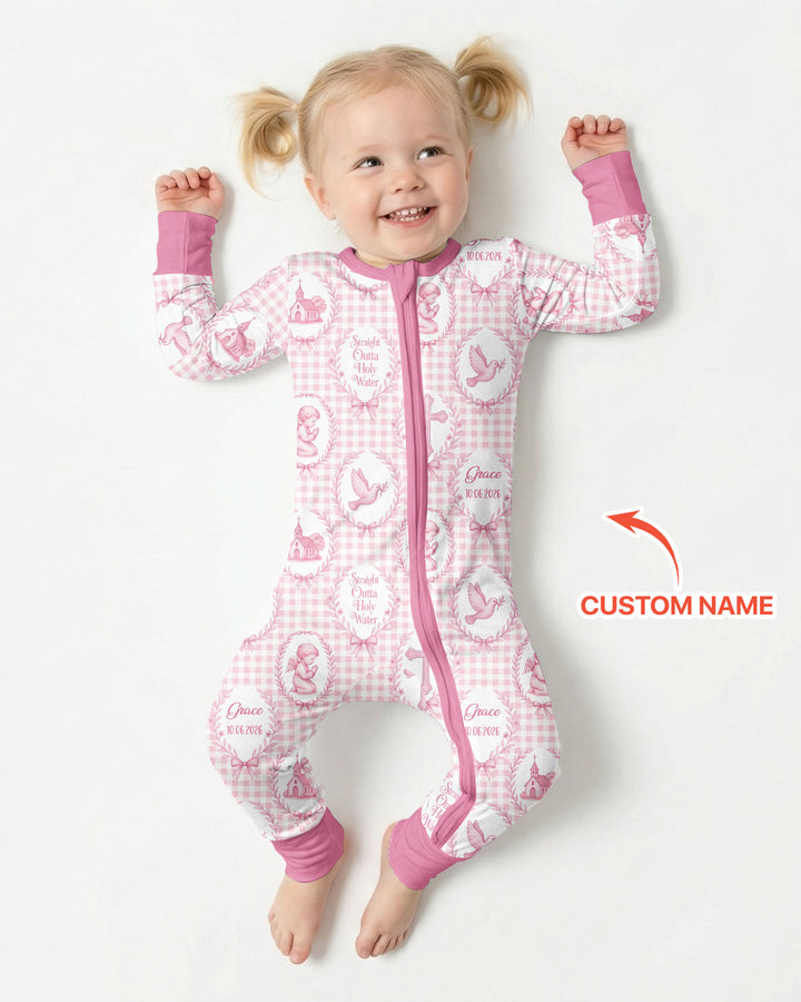 Custom Name Baptism Straight Outta Holy Water Bamboo Convertible Zippy
