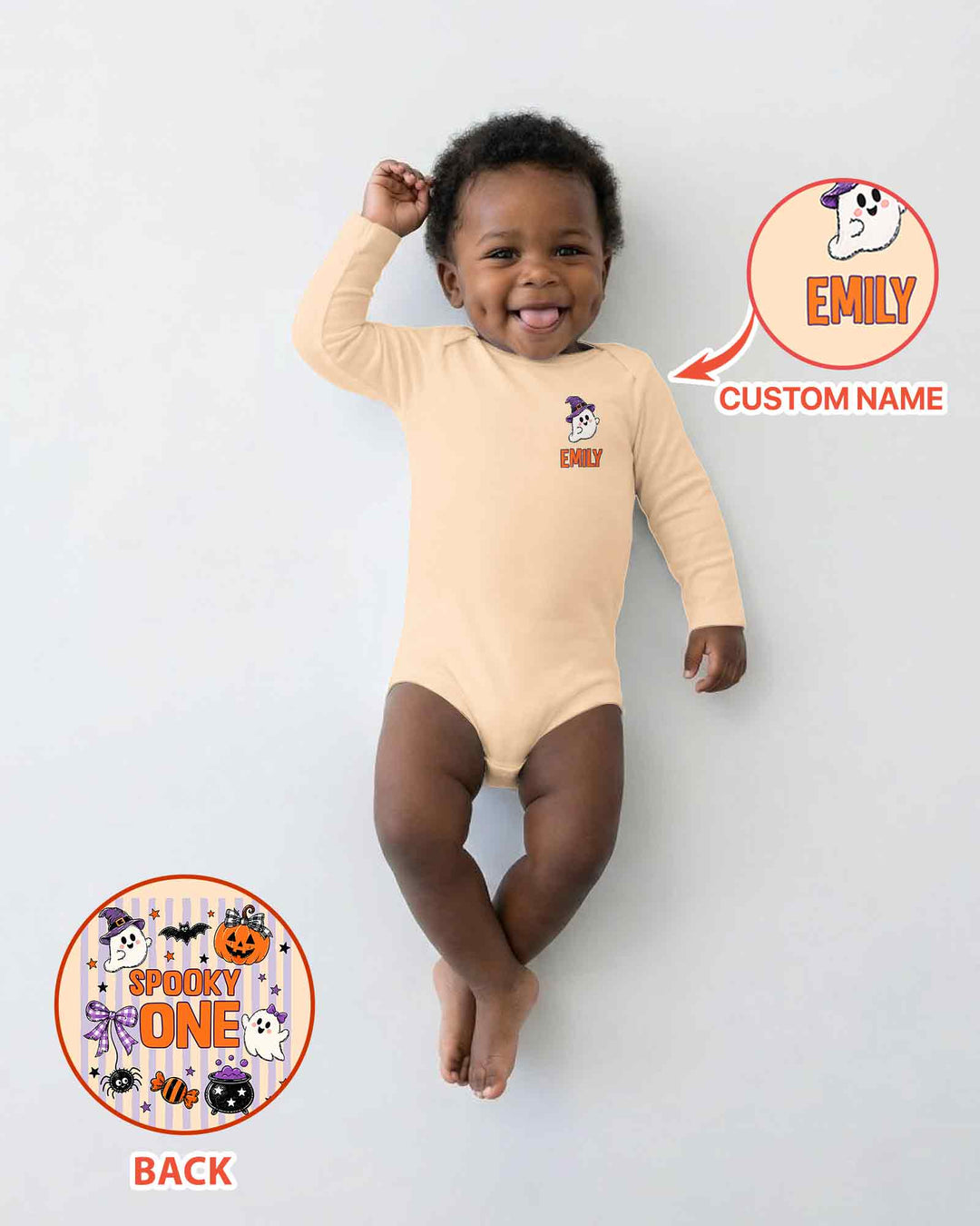 Custom Name Spooky One First Halloween Bamboo Bodysuit