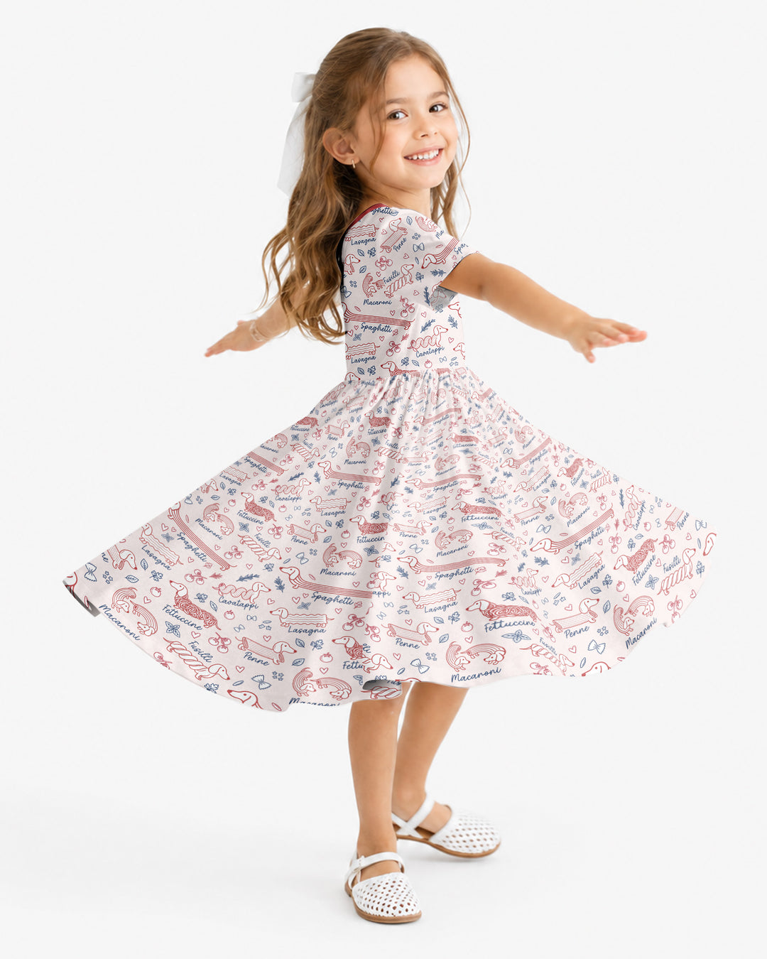 Funny Dachshund Pasta Pups Bamboo Twirl Dress