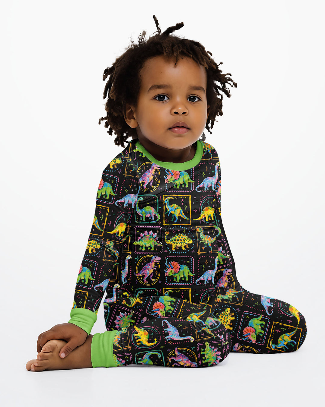 Whimsical Dinosaurs Bamboo Two Piece Long Sleeve Pajama Set