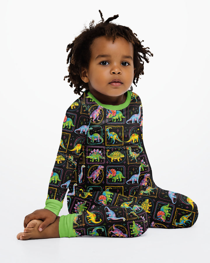 Whimsical Dinosaurs Bamboo Two Piece Long Sleeve Pajama Set