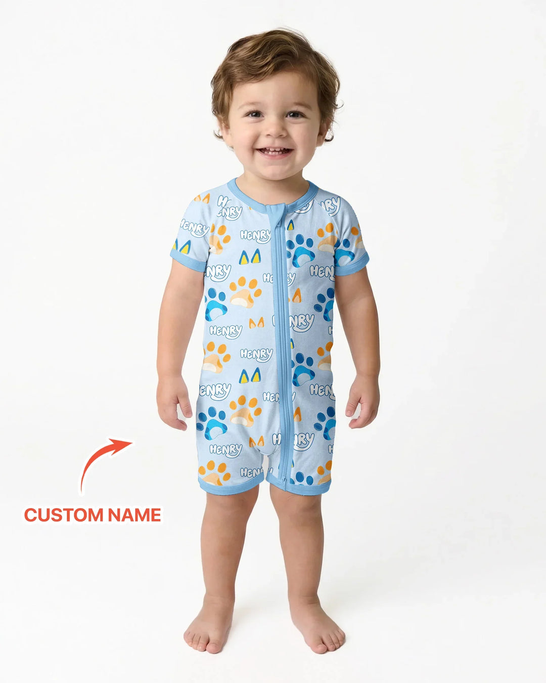 Custom Name Favourite Blue Dog Family Matching Bamboo Shorty Zippy