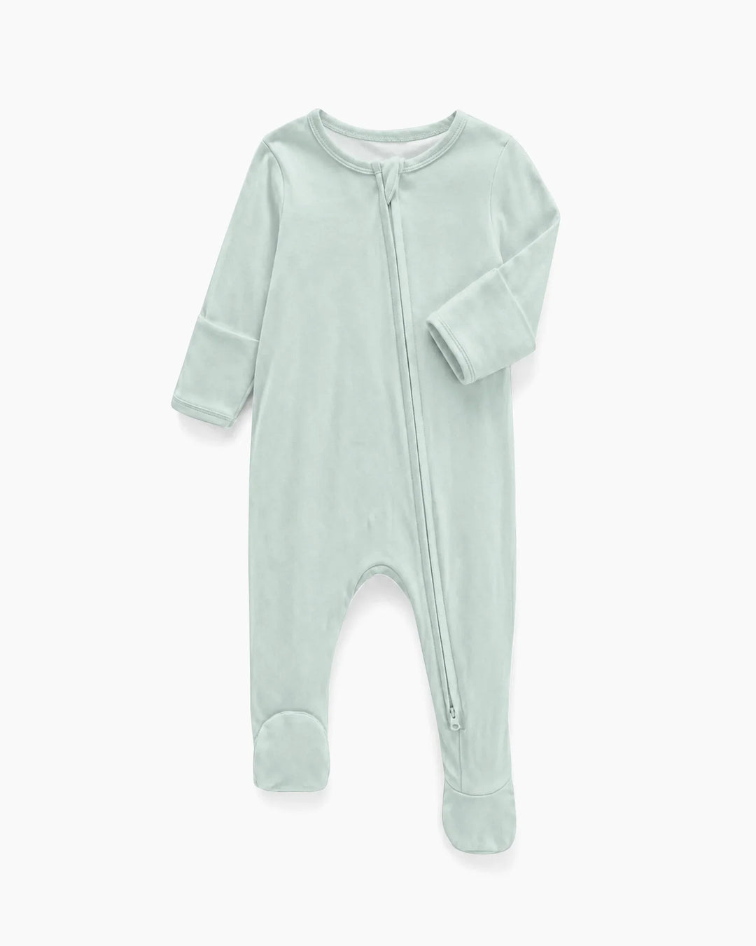 Solid Color Bamboo Zippered Footie Romper