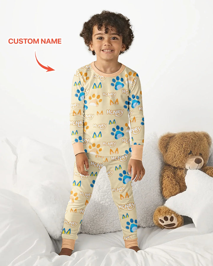 Conjunto de pijama de dos piezas de bambú con mangas largas, plantilla PERSONALIZADA