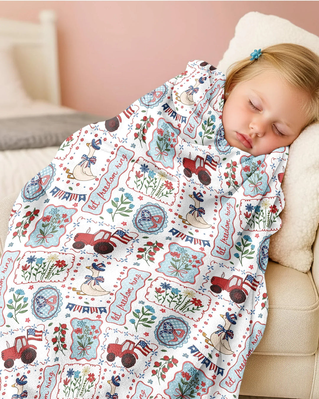 Patriotic USA Silly Goose Family Matching Bamboo Blanket