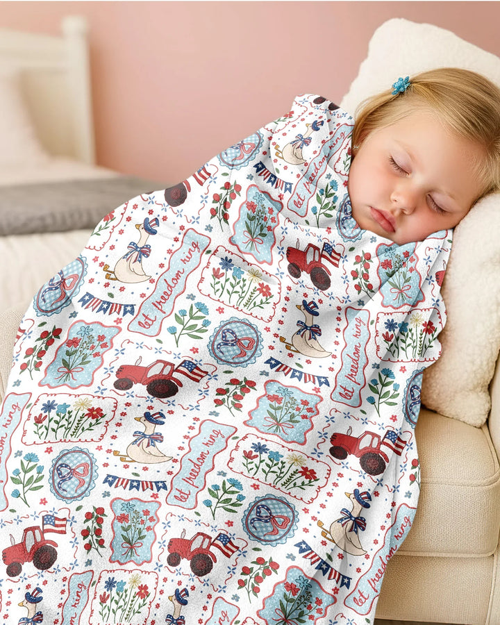 Patriotic USA Silly Goose Family Matching Bamboo Blanket