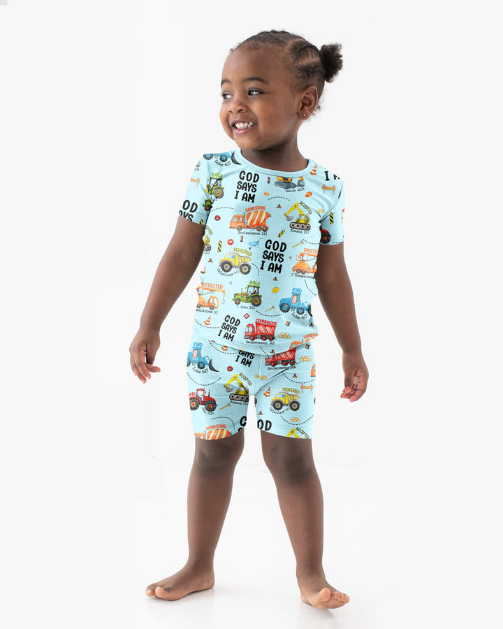 Dios Dice Soy Niño Bambú Conjunto de Pijama de Dos Piezas de Manga Corta y Pantalón Corto