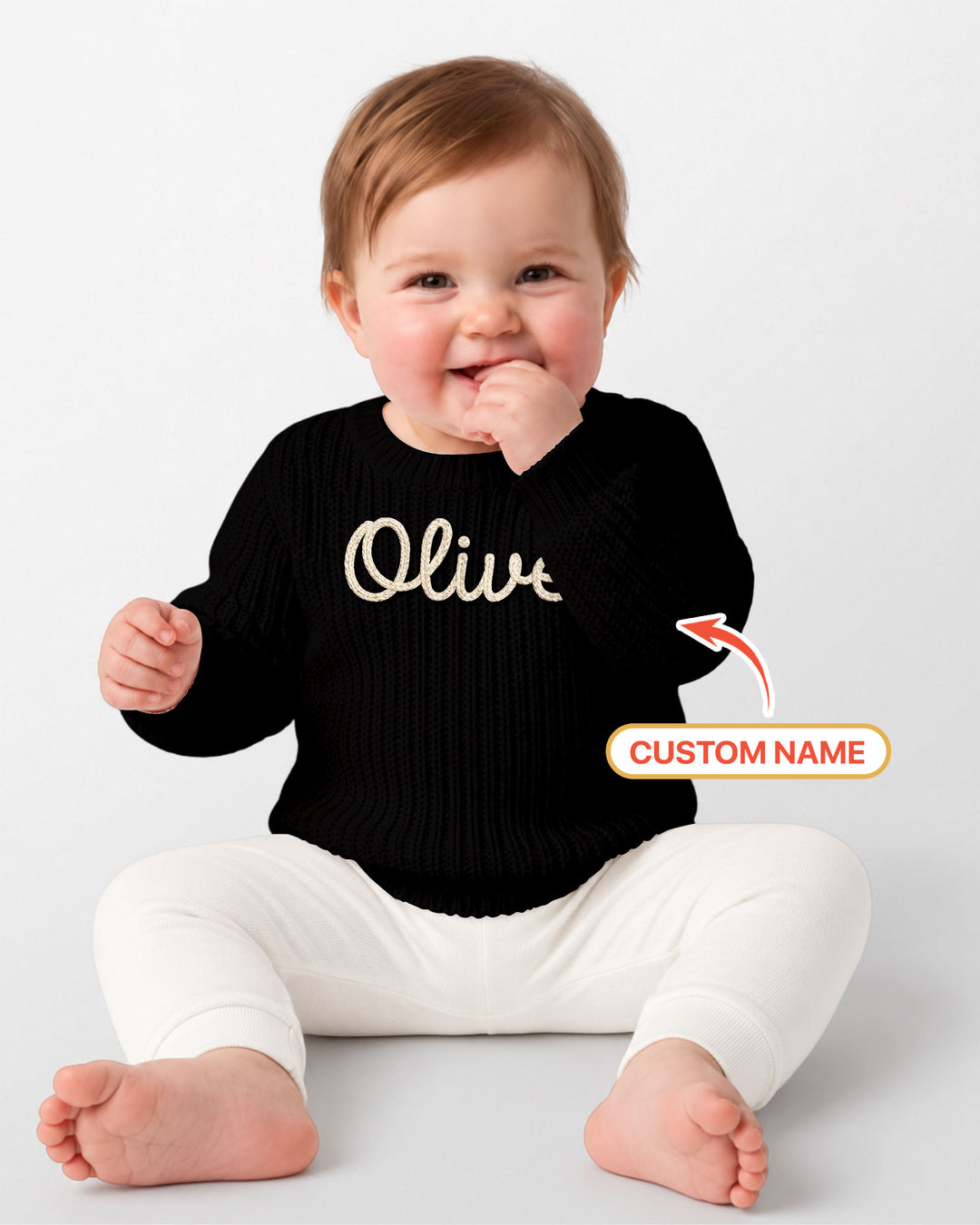 Embroidered Baby Name Bamboo Knit Sweater Bubble