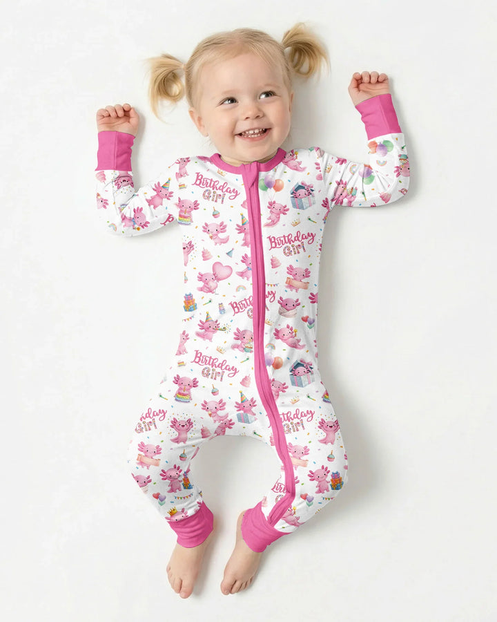 Cute Axolotl Birthday Girl Bamboo Convertible Zippy