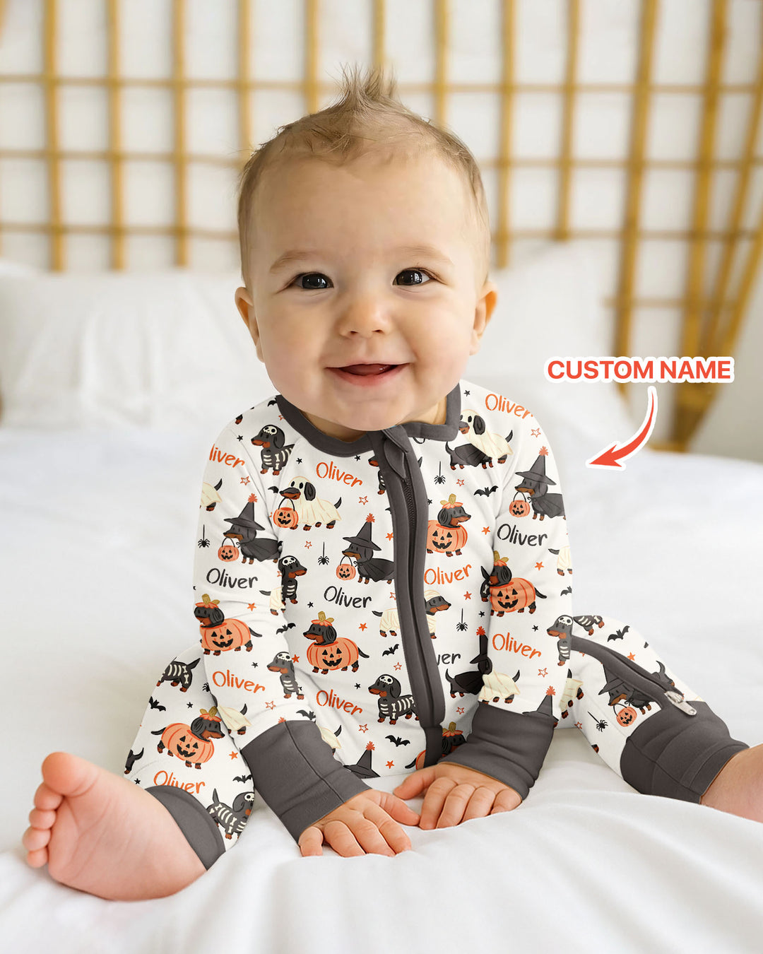 Orange and Black Dachshund Bamboo Convertible Zippy