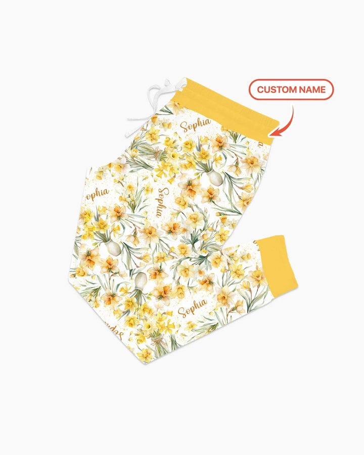Benutzerdefinierter Name Geburtsmonatsblumen Bambus Damen Schlafanzug-Set