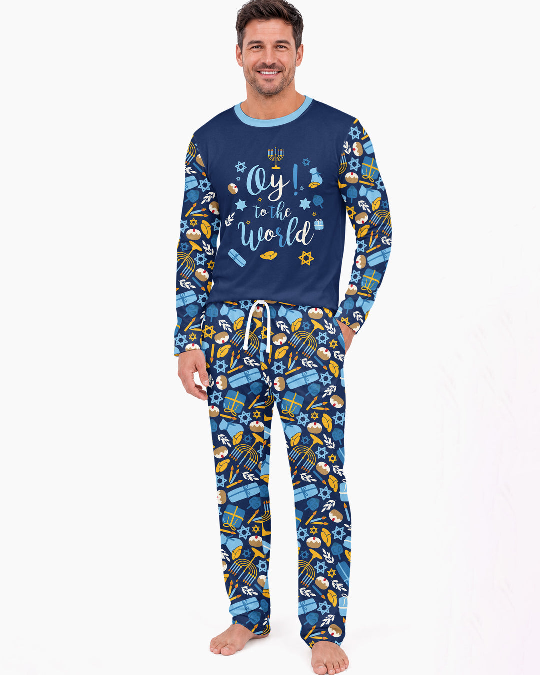 Oy to the World Hanukkah Bamboo Men's Pajama Set