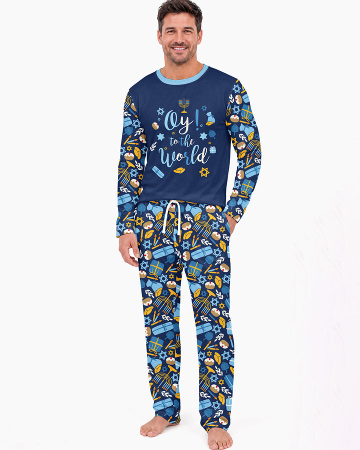 Oy to the World Hanukkah Bamboo Men's Pajama Set