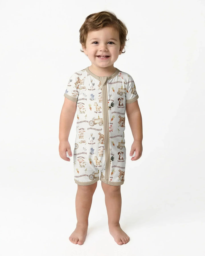 Old McDonald Farm Family Matching Bamboo Shorty Zippy
