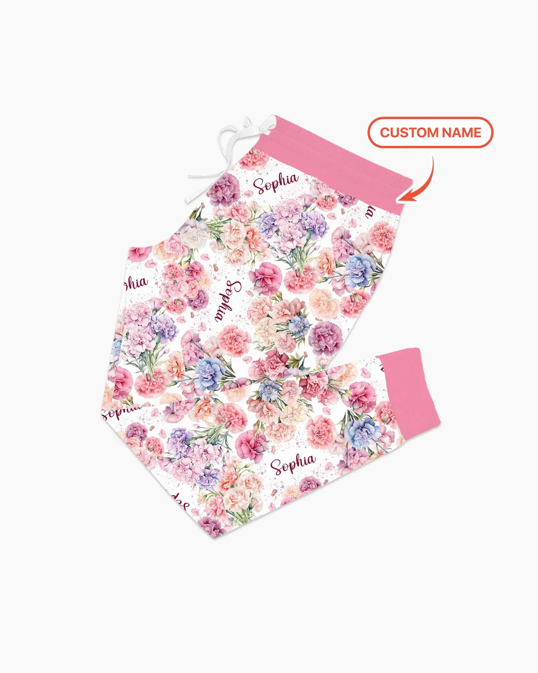 Benutzerdefinierter Name Geburtsmonatsblumen Bambus Damen Schlafanzug-Set