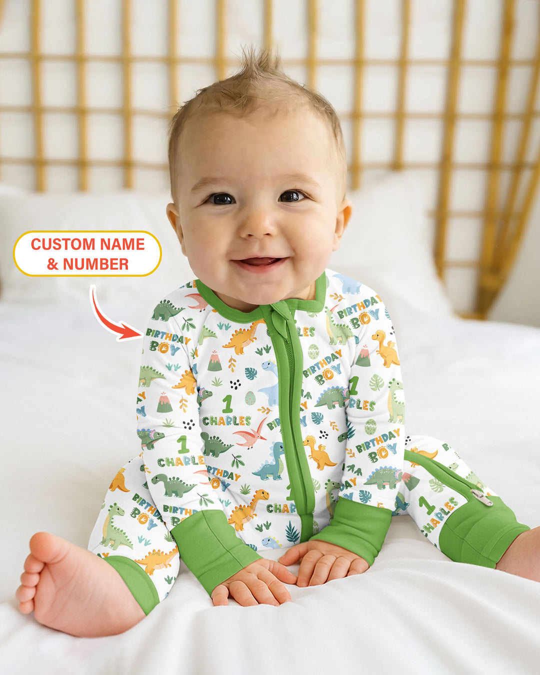 Personalized Dinosaur Birthday Bamboo Convertible Zippy