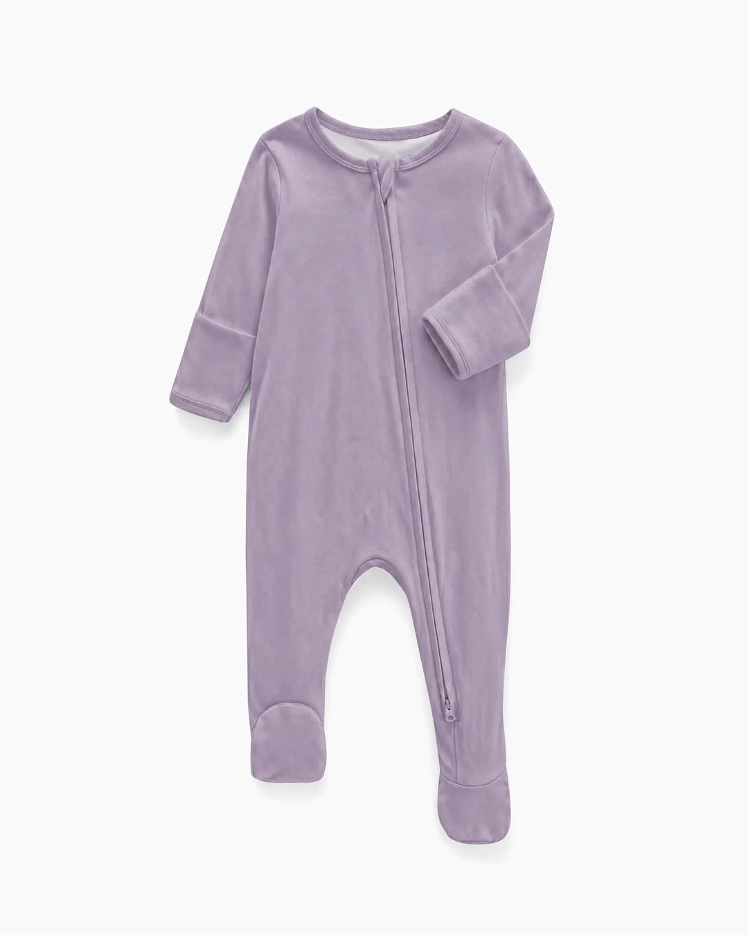 Solid Color Bamboo Zippered Footie Romper