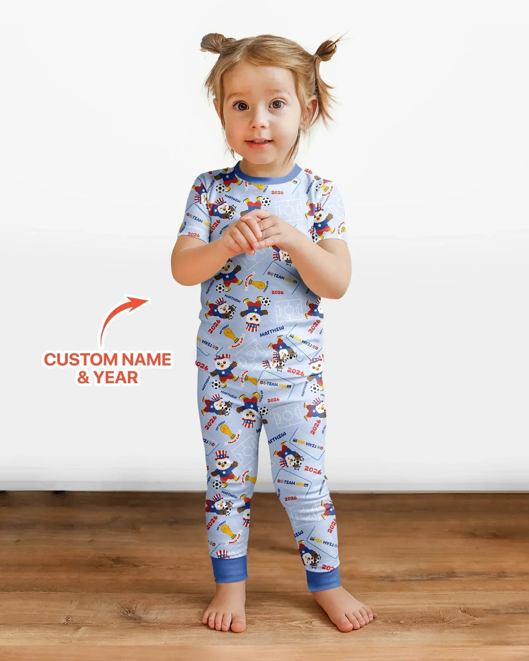 Conjunto de pijama de dos piezas de bambú de manga corta, plantilla personalizada