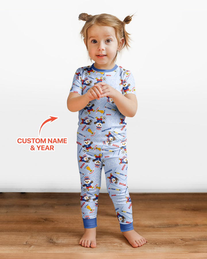 Conjunto de pijama de dos piezas de bambú de manga corta, plantilla personalizada