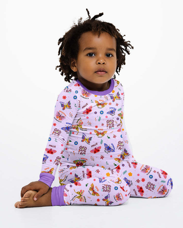 Zweiteiliges Langarm-Pyjama-Set mit Sommerfrüchten