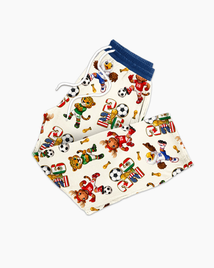 Cute Soccer Mascots USA CAN MEX Bamboo Men's Pajama Set