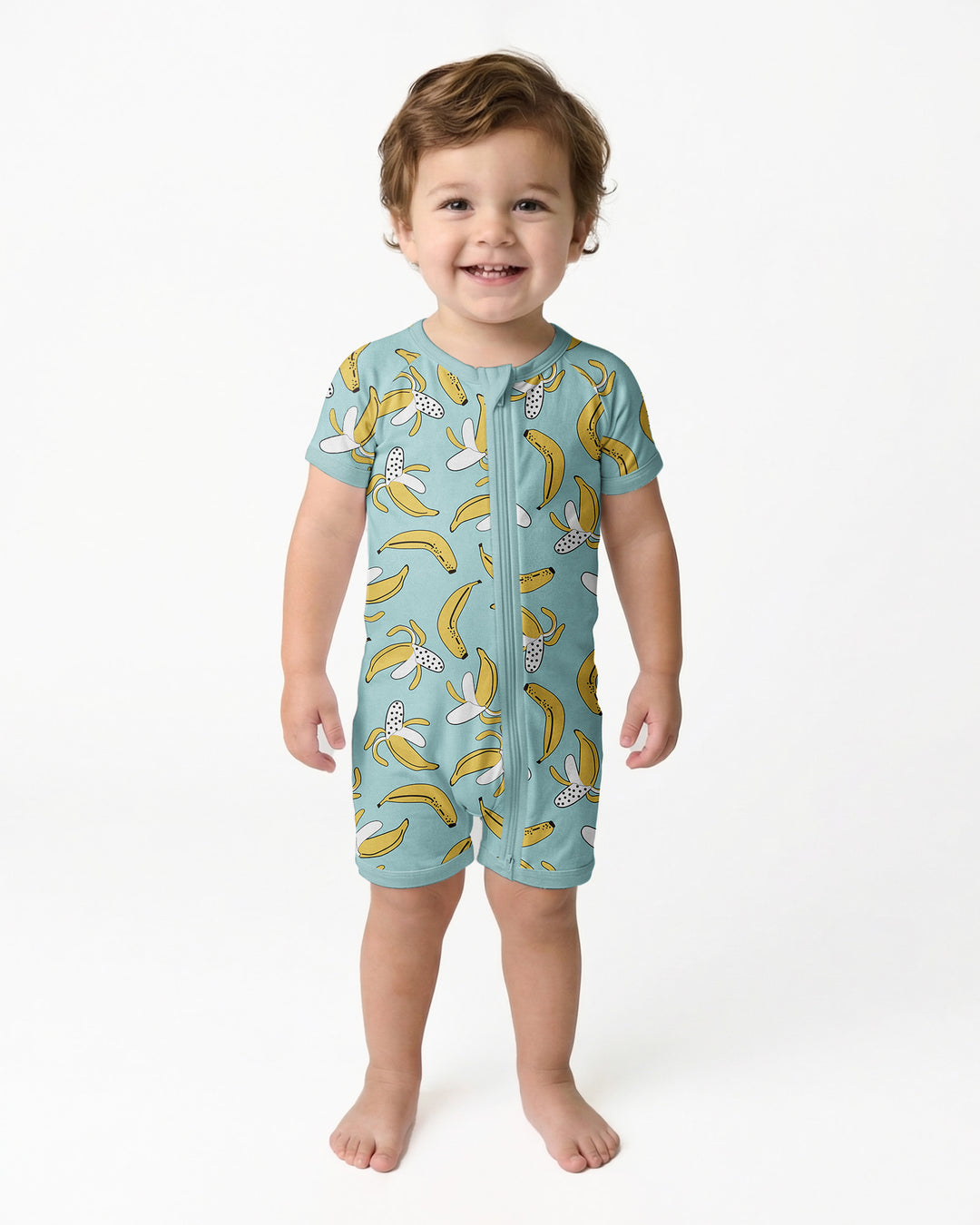 Bananas Bamboo Shorty Zippered Romper