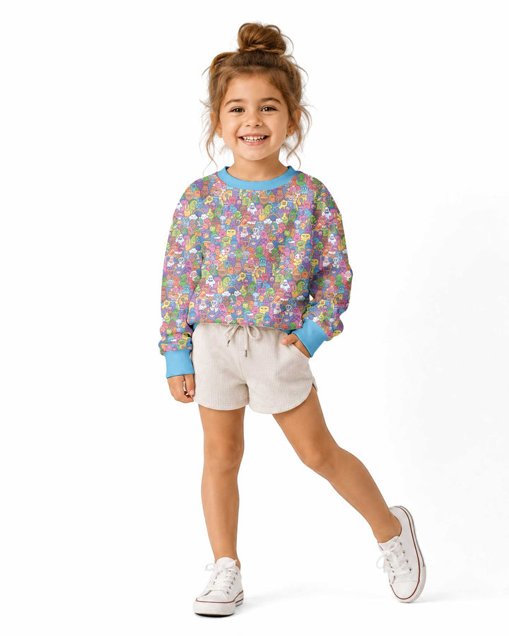 Doodle Characters Pastel Bamboo Crewneck Sweatshirt