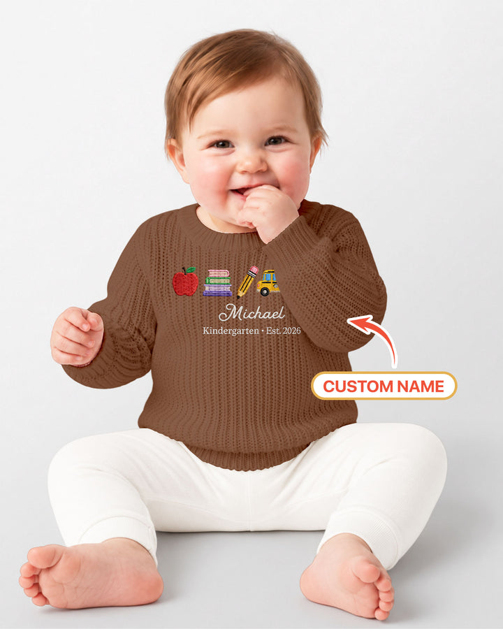 Little Apple Embroidered Baby Name Bamboo Knit Sweater Bubble