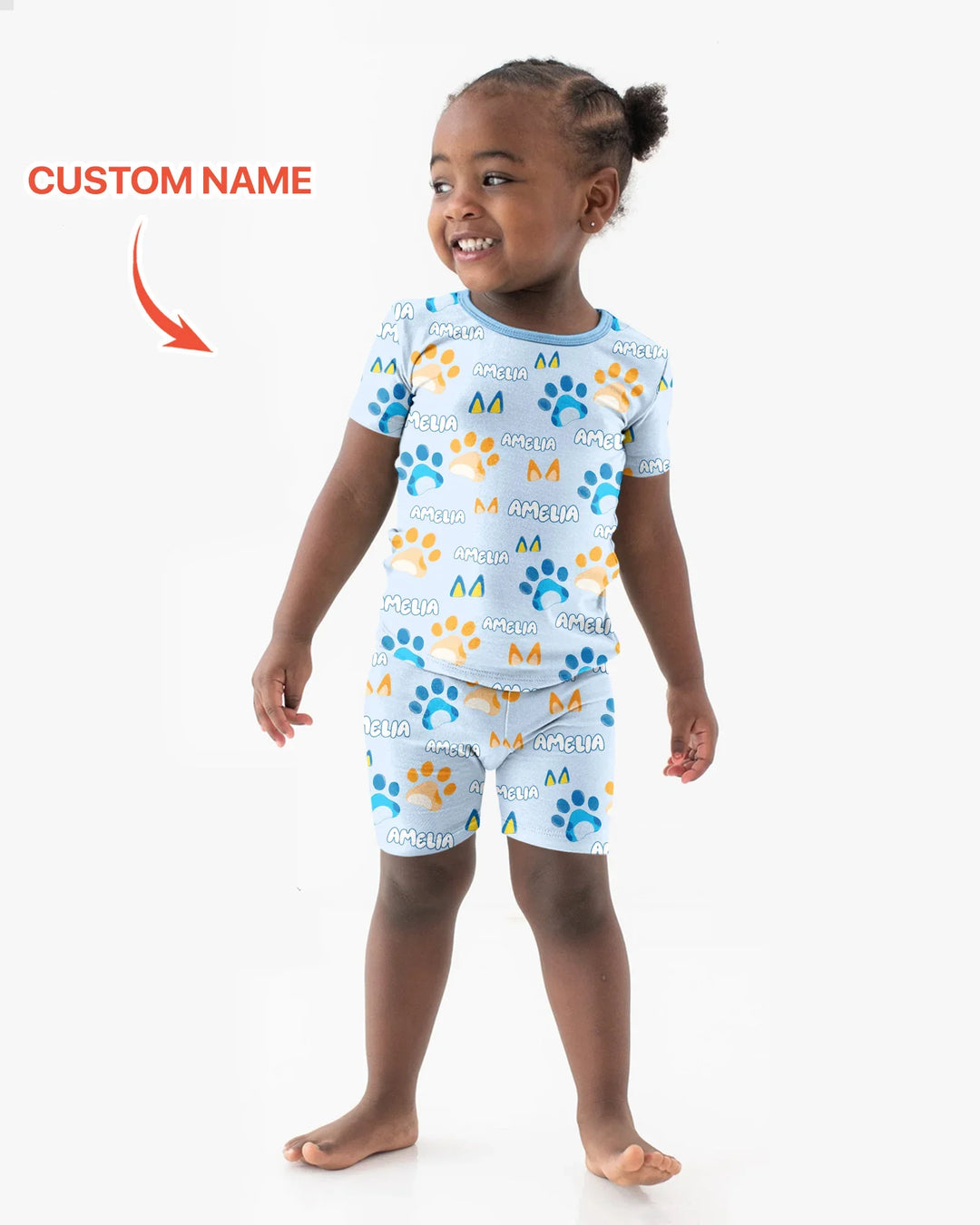 Pijama de bambú de dos piezas de manga corta con pantalón corto, plantilla personalizada