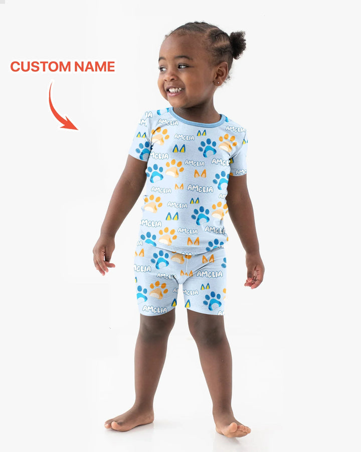 Pijama de bambú de dos piezas de manga corta con pantalón corto, plantilla personalizada