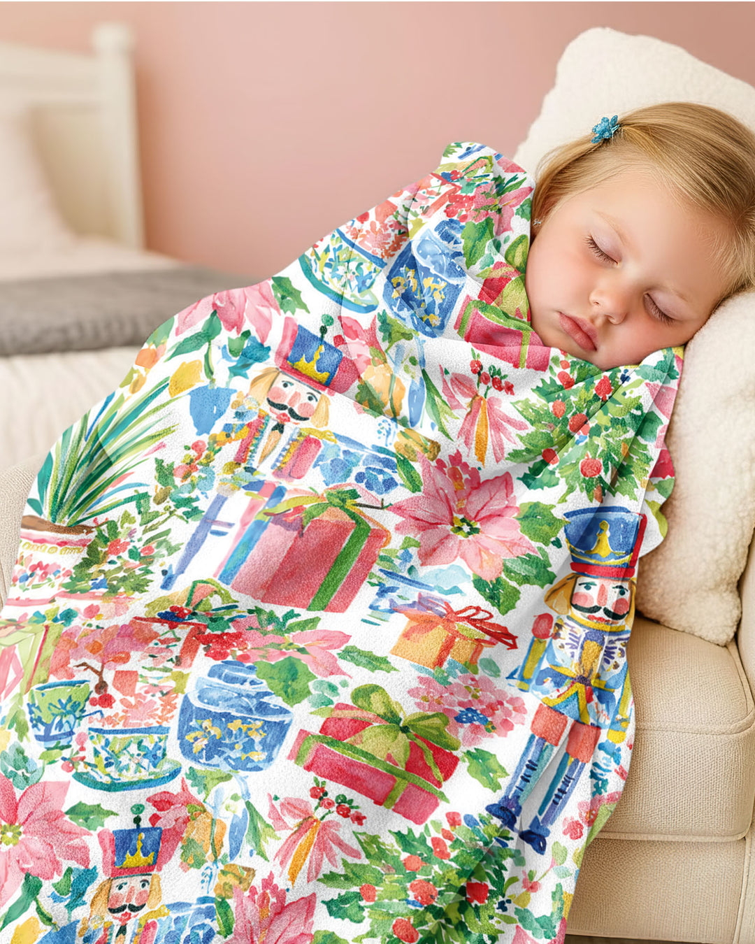 Watercolor Nutcracker Holiday Bamboo Blanket