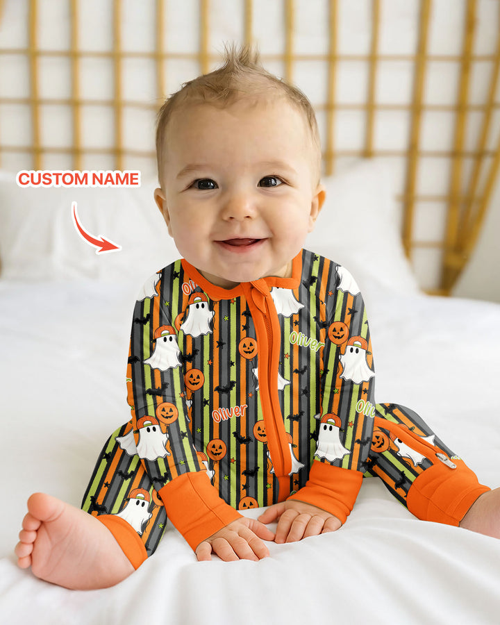 Custom Name Ghost Holding Balloon Bamboo Convertible Zippy