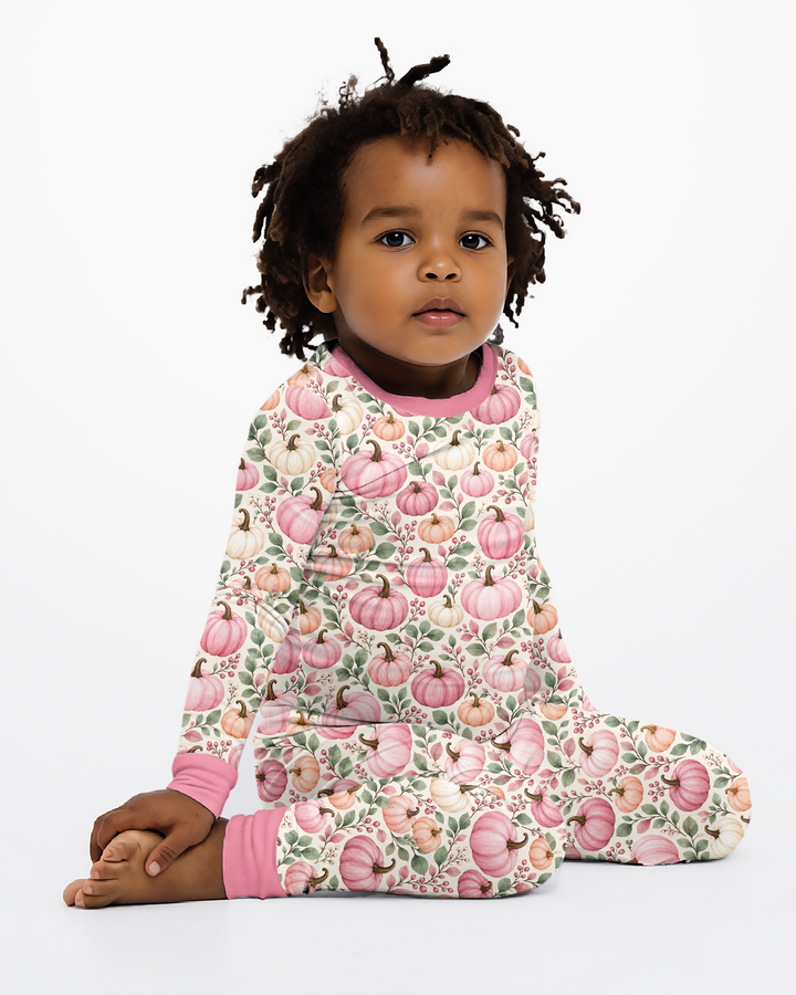 Pumpkin Cozy Fall Bamboo Two Piece Long Sleeve Pajama Set