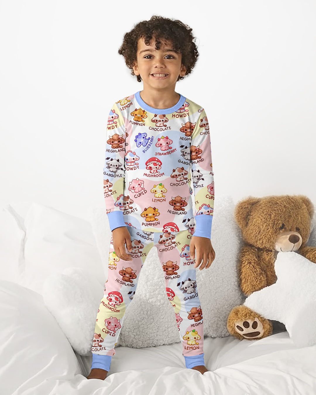 Kawaii Cow Bamboo Two Piece Long Sleeve Pajama Set