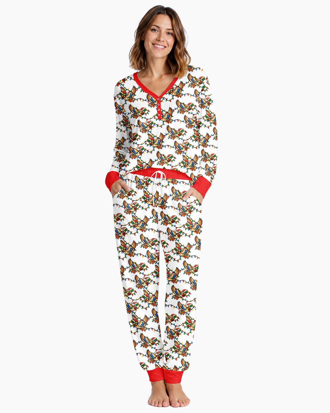 Preppy Christmas Mallard Duck Bamboo Women Pajama Set