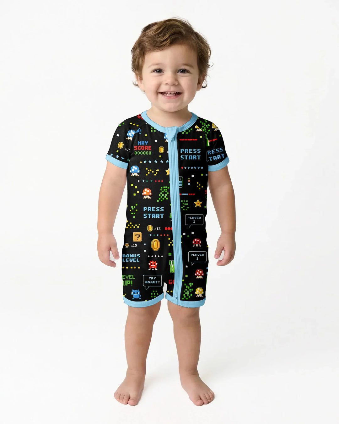 Pixel Game Lover Matching Bamboo Shorty Zippy