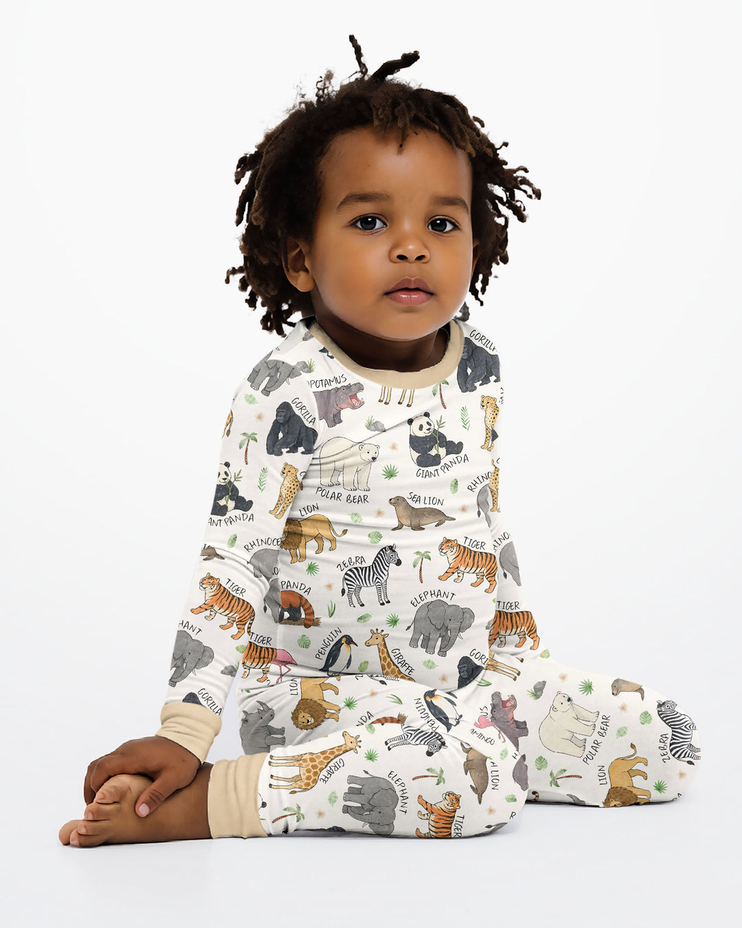 Safari Animals Bamboo Two Piece Long Sleeve Pajama Set
